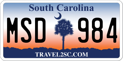 SC license plate MSD984