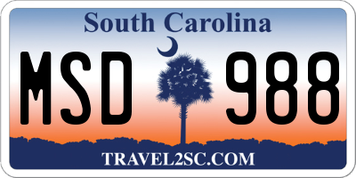 SC license plate MSD988