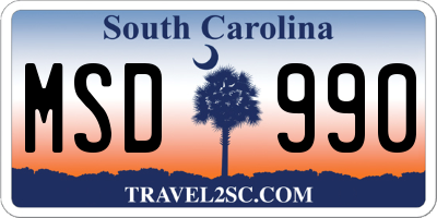 SC license plate MSD990