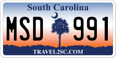 SC license plate MSD991