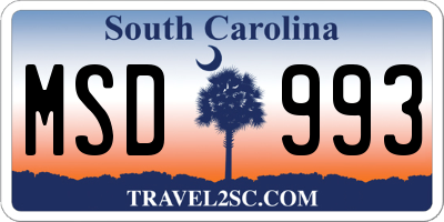 SC license plate MSD993