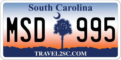 SC license plate MSD995