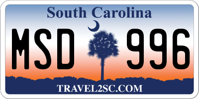 SC license plate MSD996