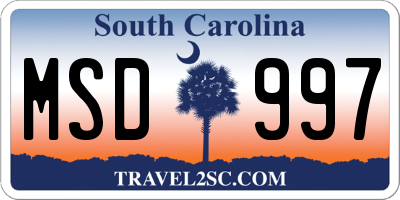 SC license plate MSD997