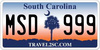 SC license plate MSD999
