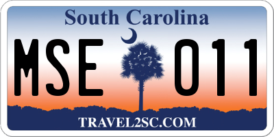 SC license plate MSE011