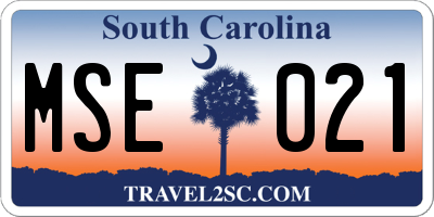 SC license plate MSE021