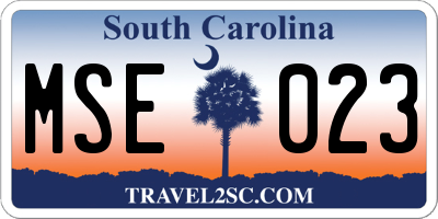 SC license plate MSE023
