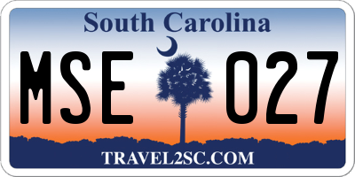 SC license plate MSE027