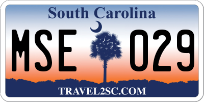 SC license plate MSE029