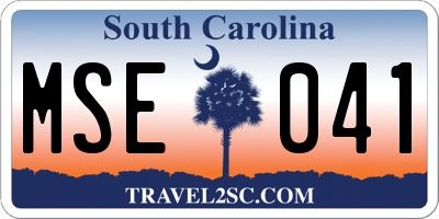 SC license plate MSE041