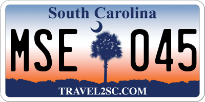 SC license plate MSE045