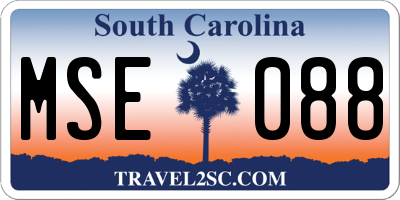 SC license plate MSE088