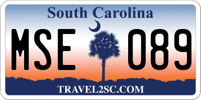 SC license plate MSE089