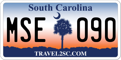 SC license plate MSE090