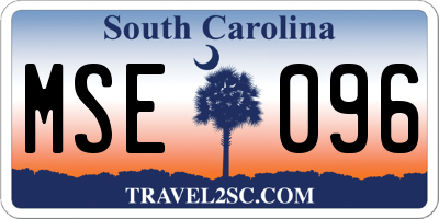 SC license plate MSE096