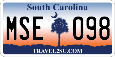 SC license plate MSE098