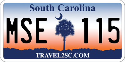 SC license plate MSE115