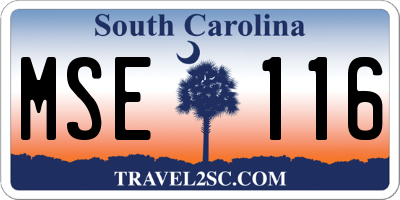 SC license plate MSE116