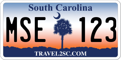 SC license plate MSE123