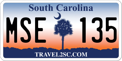 SC license plate MSE135