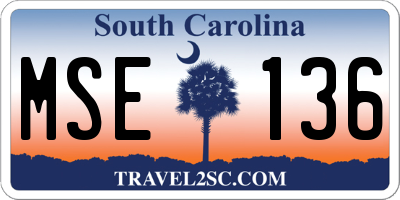 SC license plate MSE136