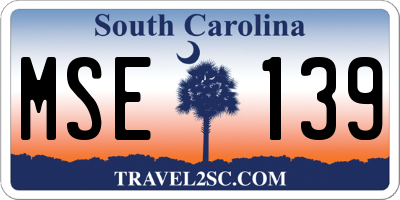 SC license plate MSE139