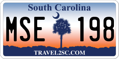 SC license plate MSE198