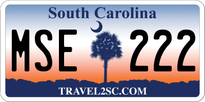 SC license plate MSE222