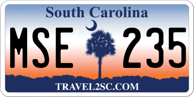 SC license plate MSE235