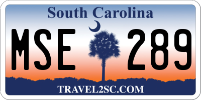 SC license plate MSE289
