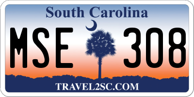 SC license plate MSE308