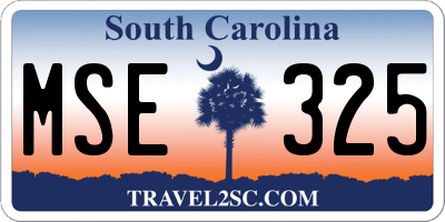 SC license plate MSE325