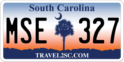 SC license plate MSE327