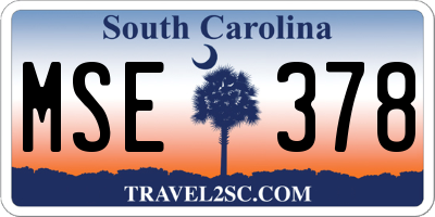 SC license plate MSE378