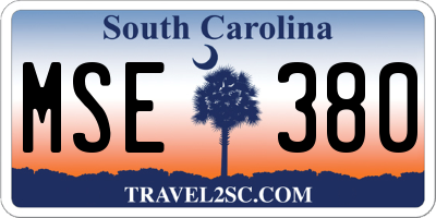SC license plate MSE380