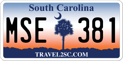 SC license plate MSE381