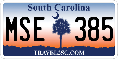 SC license plate MSE385