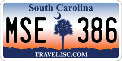 SC license plate MSE386