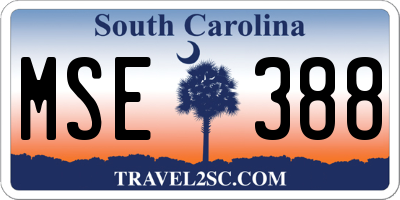 SC license plate MSE388