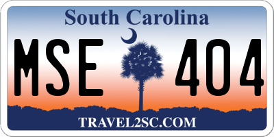 SC license plate MSE404