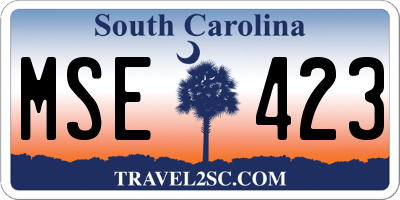 SC license plate MSE423