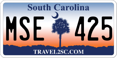 SC license plate MSE425