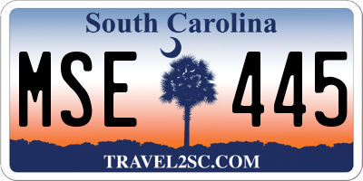 SC license plate MSE445
