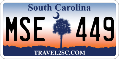 SC license plate MSE449