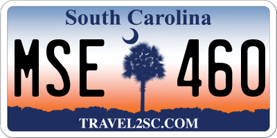 SC license plate MSE460