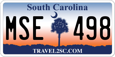 SC license plate MSE498