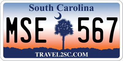 SC license plate MSE567