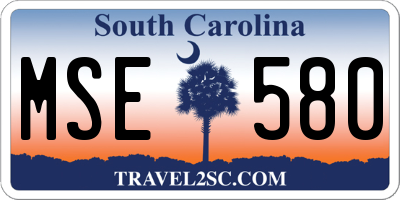 SC license plate MSE580