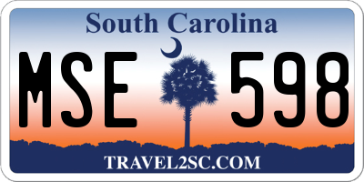 SC license plate MSE598